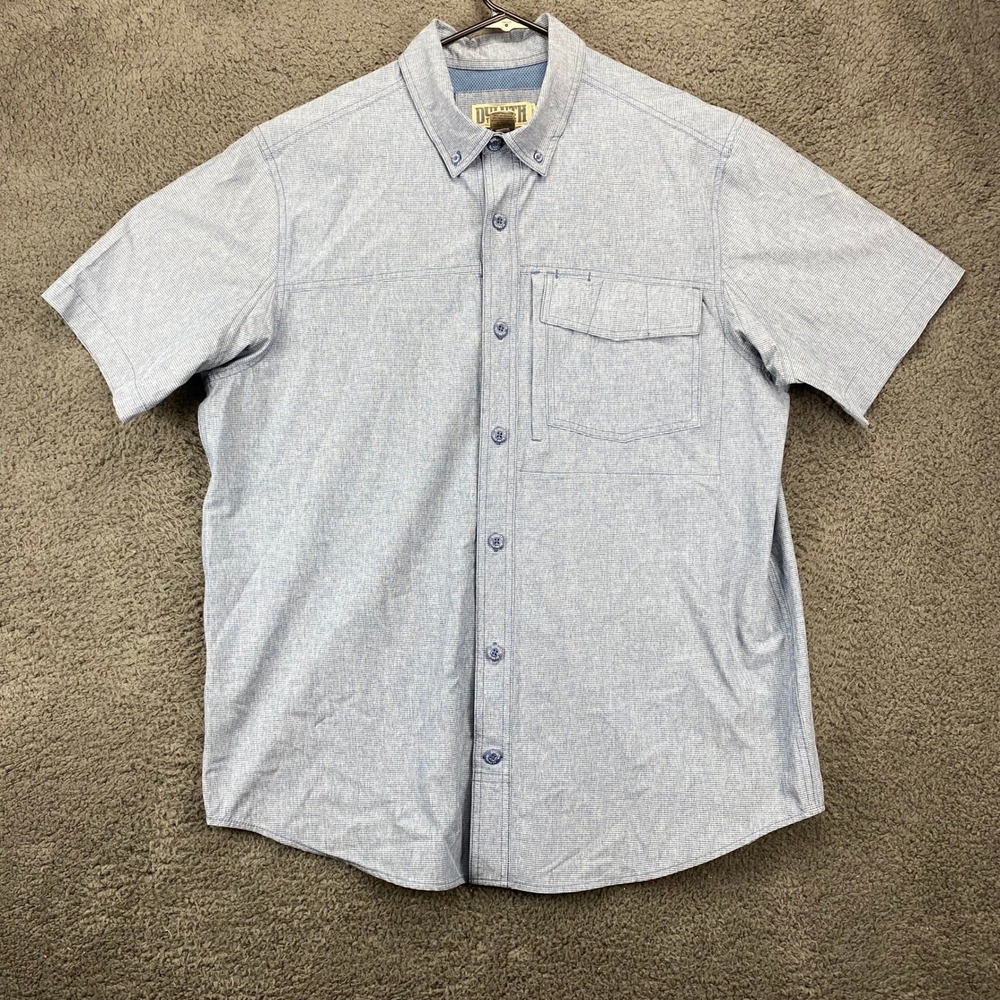 Duluth Trading‎ Co Mens Button Down Shirt Short Sleeve Blue Size L